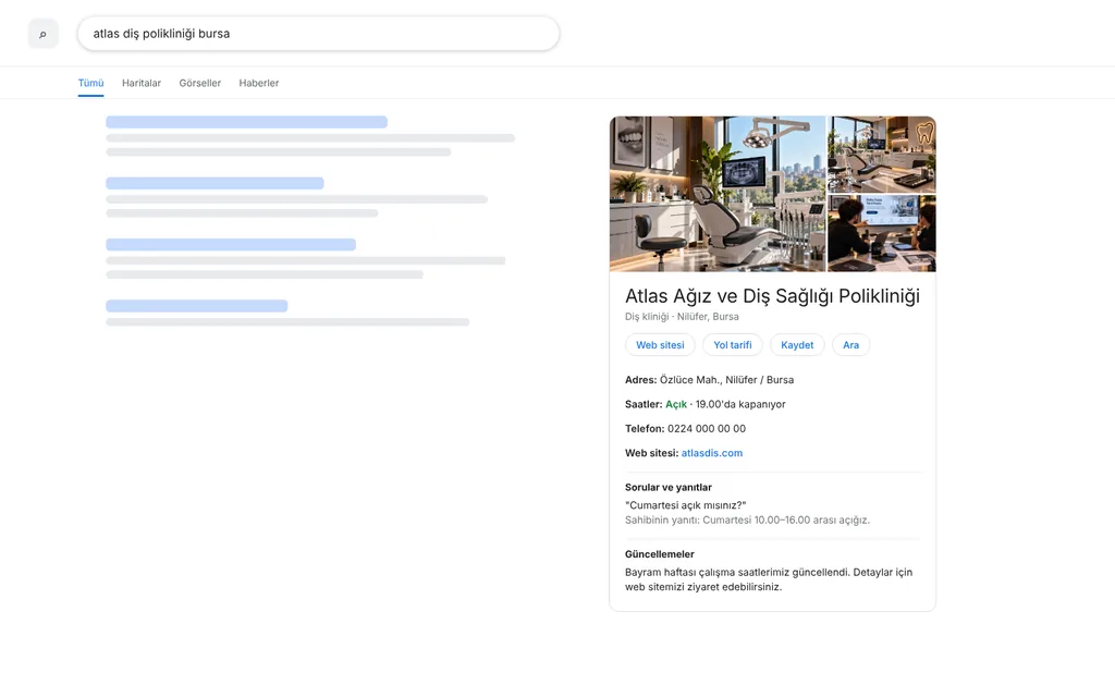 Atlas Ağız ve Diş Sağlığı Polikliniği için yeni google i̇şletme profili tasarımı